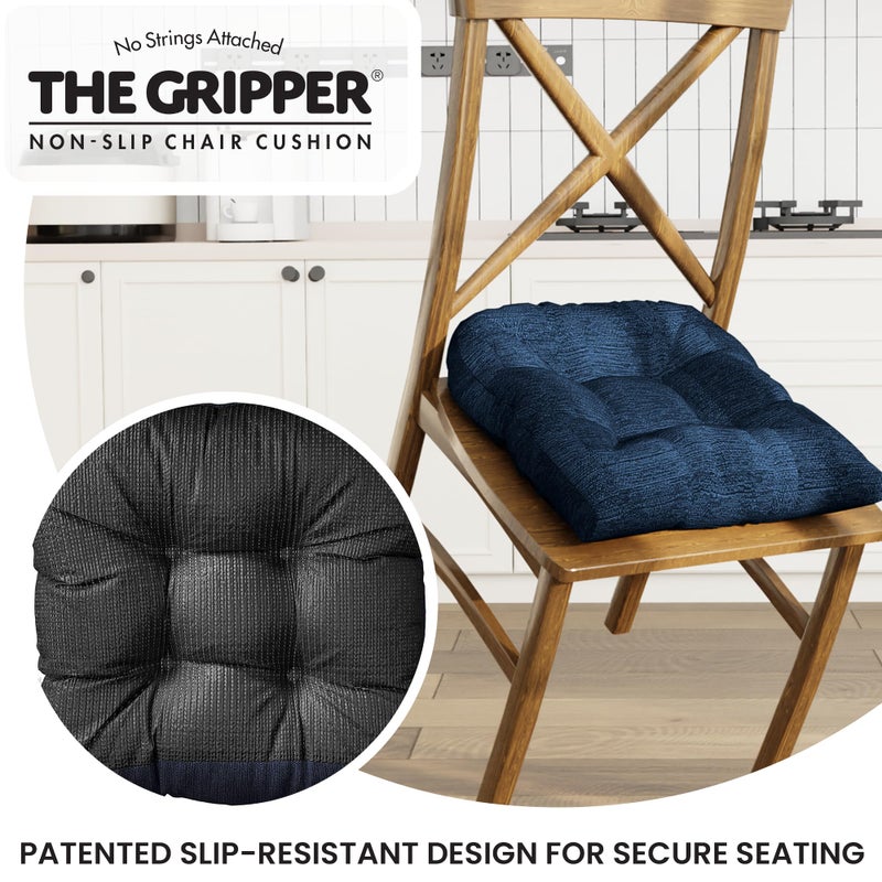 Klear Vu Gripper Overstuffed Universal Non-Slip Dining Chair Cushions for Kitchen Decor or Office Use, U-Shaped Skid-Proof Seat Pad, 17x17 Inches, 2 Count (Pack of 1), Solid Indigo - Image 5